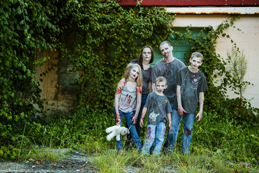 Zombie-themed family portrait