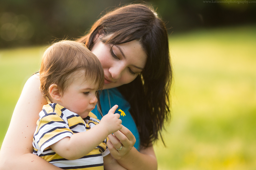 Mother and Son with flower