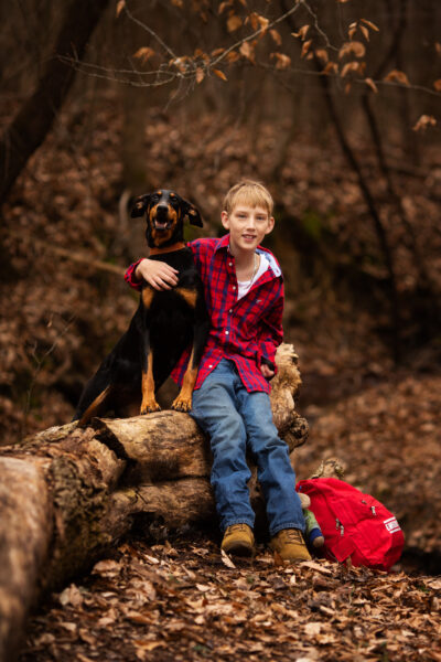 Boy with Dog Portrait Mebane NC