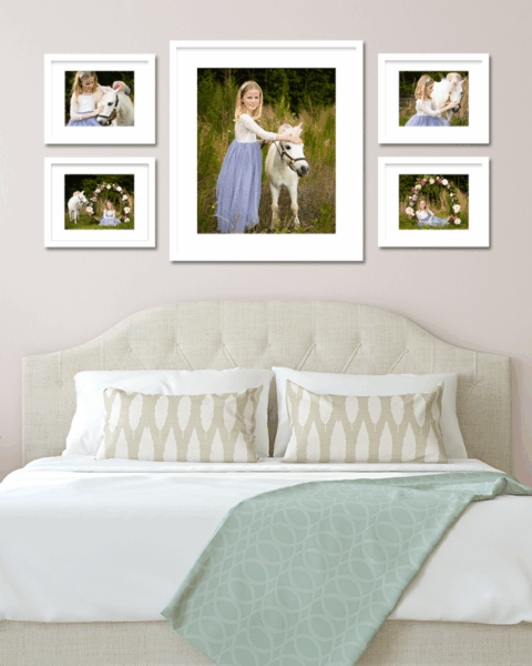 wall gallery of unicorn portraits